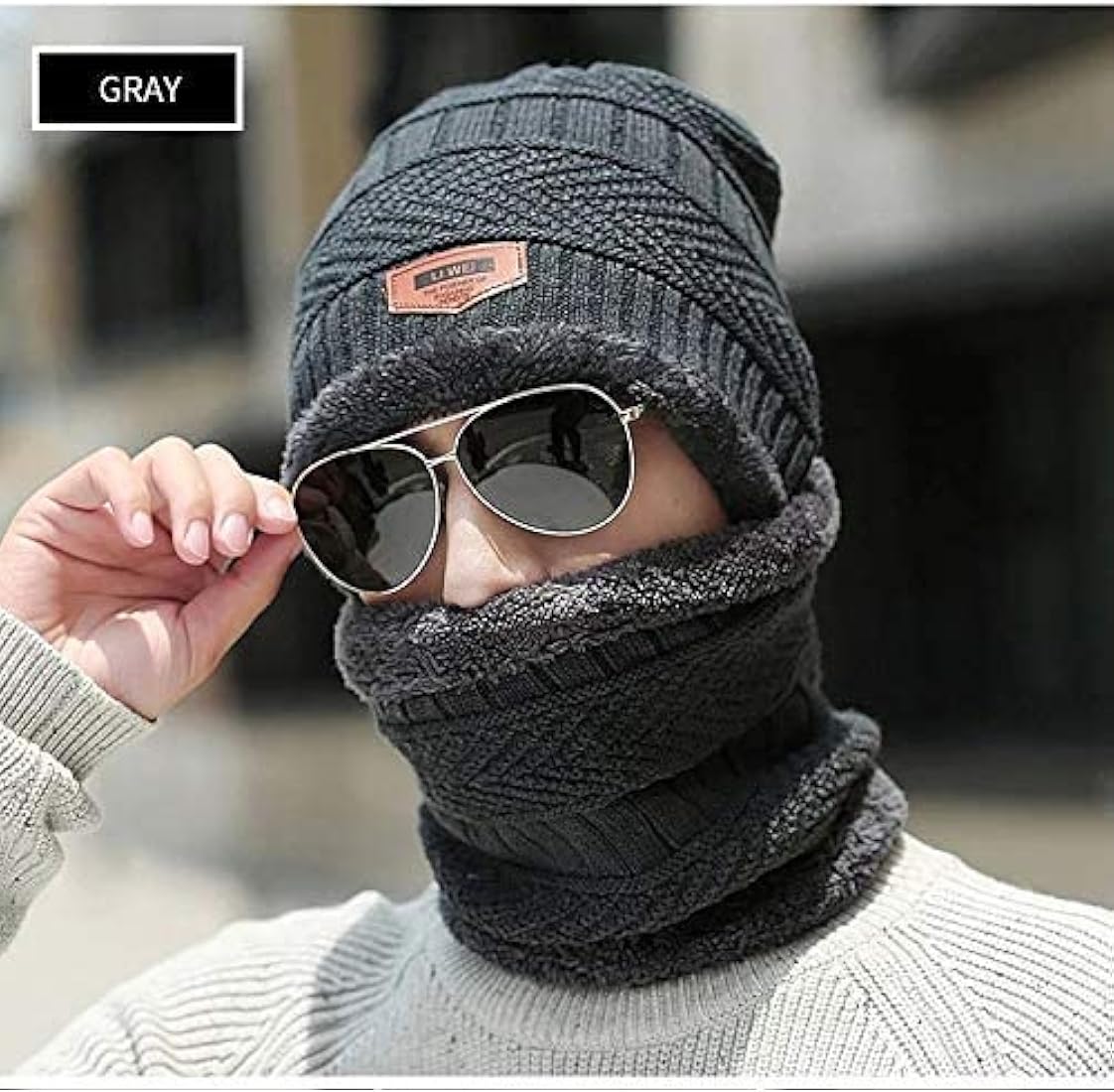 Winter Woolen Beanie Cap & Neck Warmer Combo โ Stylish Head & Neck Protection for Men & Women (Random Color) โ Free Delivery!