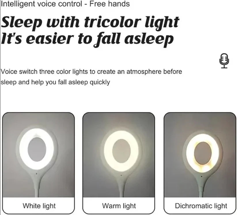 USB Reading Light Voice Control Lamp Voice Activated Lamp Smart Voice Small Table Lamp for Home Learning and Office