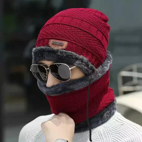 Winter Woolen Beanie Cap & Neck Warmer Combo โ Stylish Head & Neck Protection for Men & Women (Random Color) โ Free Delivery!