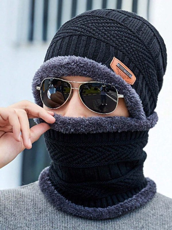 Winter Woolen Beanie Cap & Neck Warmer Combo โ Stylish Head & Neck Protection for Men & Women (Random Color) โ Free Delivery!
