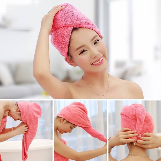 Imported Turby Towel Bath Towel – Super Absorbent & Quick-Drying Hair Cap (Random Color, 65cm)