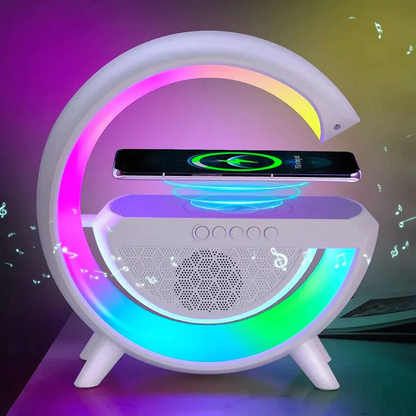 G-Type Wireless Rechargeable LED Table Lamp & Mobile Charger with Bluetooth Speaker - Multifunctional Colorful Lighting