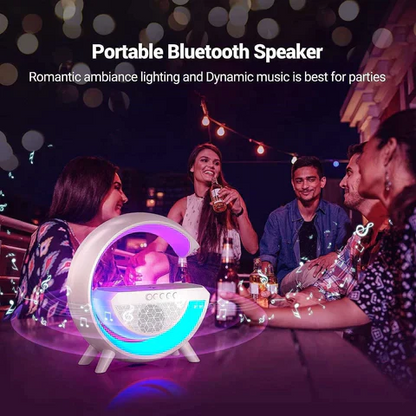 G-Type Wireless Rechargeable LED Table Lamp & Mobile Charger with Bluetooth Speaker - Multifunctional Colorful Lighting