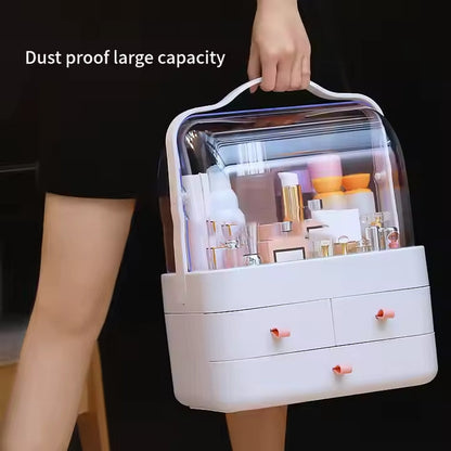 Acrylic Double Door Makeup & Cosmetic Organizer – Stylish, Dustproof & Spacious Storage Solution