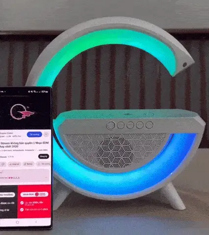 G-Type Wireless Rechargeable LED Table Lamp & Mobile Charger with Bluetooth Speaker - Multifunctional Colorful Lighting