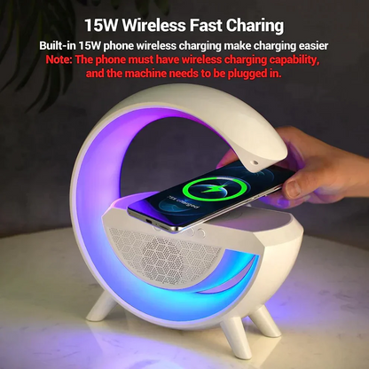 G-Type Wireless Rechargeable LED Table Lamp & Mobile Charger with Bluetooth Speaker - Multifunctional Colorful Lighting