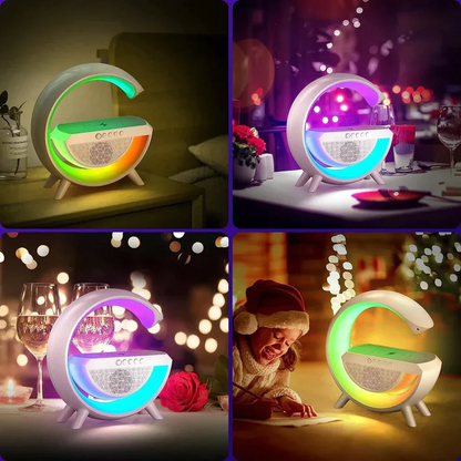 G-Type Wireless Rechargeable LED Table Lamp & Mobile Charger with Bluetooth Speaker - Multifunctional Colorful Lighting