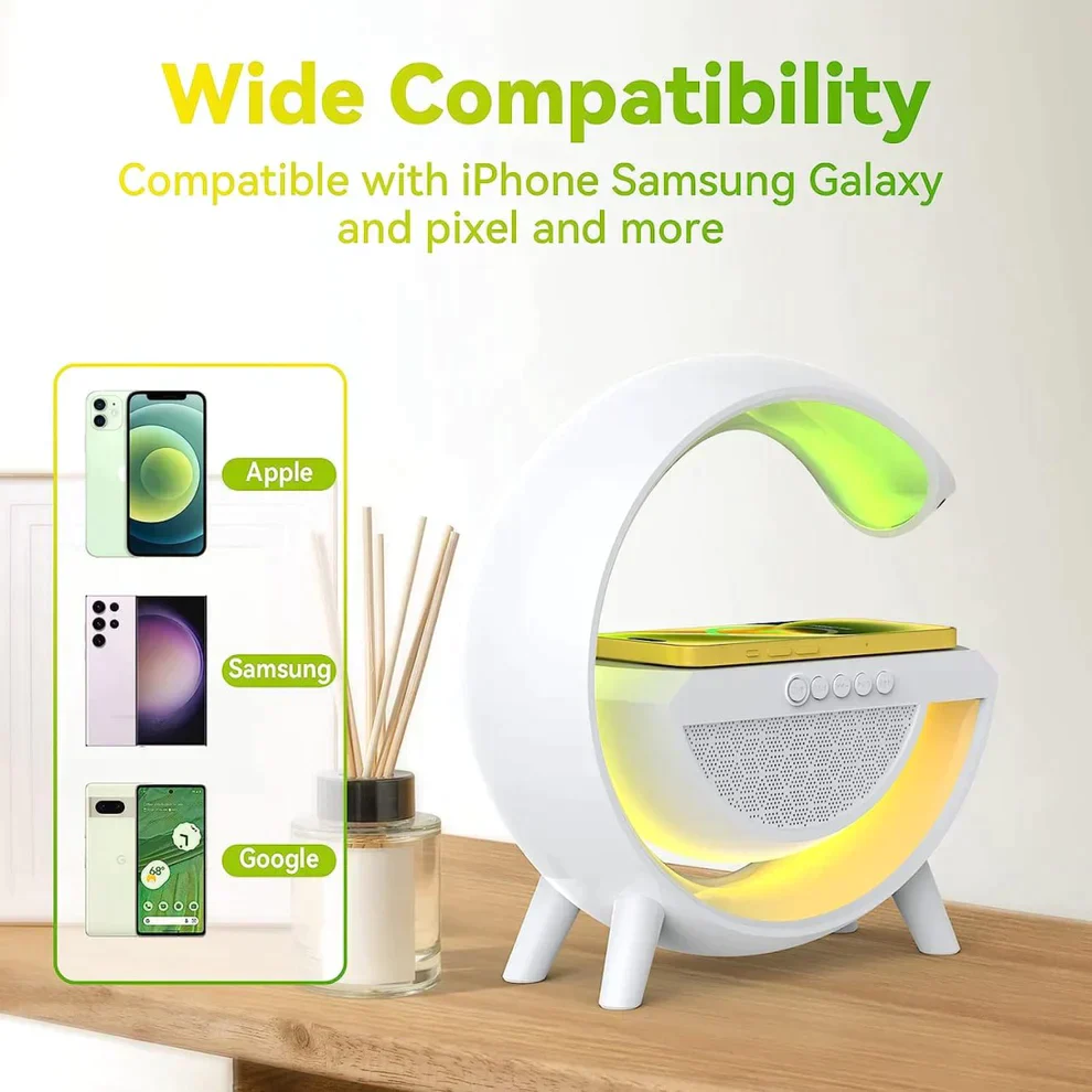 G-Type Wireless Rechargeable LED Table Lamp & Mobile Charger with Bluetooth Speaker - Multifunctional Colorful Lighting